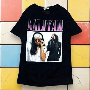 Aaliyah Retro Rap Tee  Y2K Women‎ S Black R&B Tribute Graphic Band Shirt